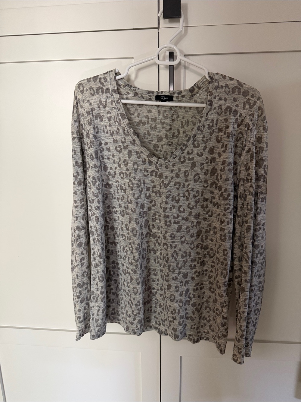 Rails Beige and Light Gray Leopard Print Top